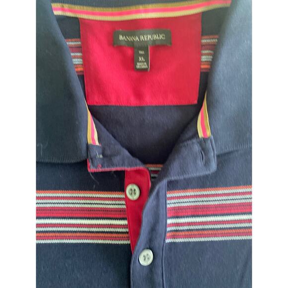 Banana Republic Mens Polo Shirt Short Sleeve Striped Casual Top Size XL Tall - Picture 7 of 9